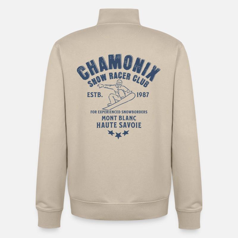 Chamonix Snowboard Club Mont Blanc - Unisex Organic Zip Sweatshirt von Stanley/Stella - Cremebeige