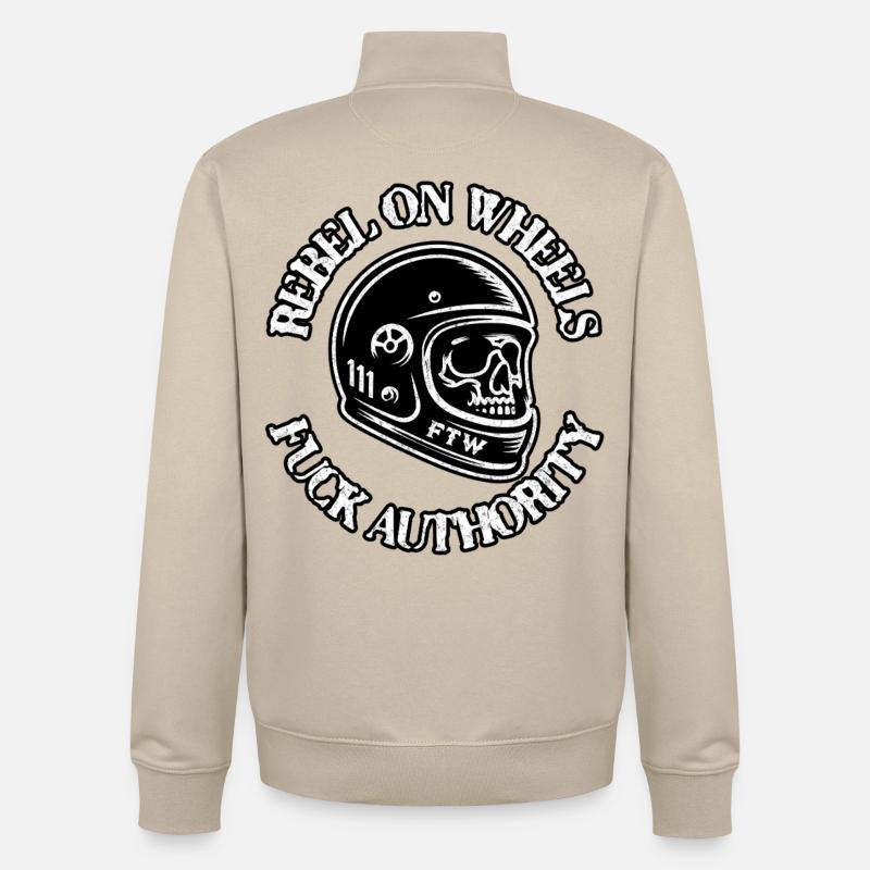 Logo du Moto du Casque de Crâne FTW - Sweat zippé unisexe en coton bio Stanley/Stella - beige crème