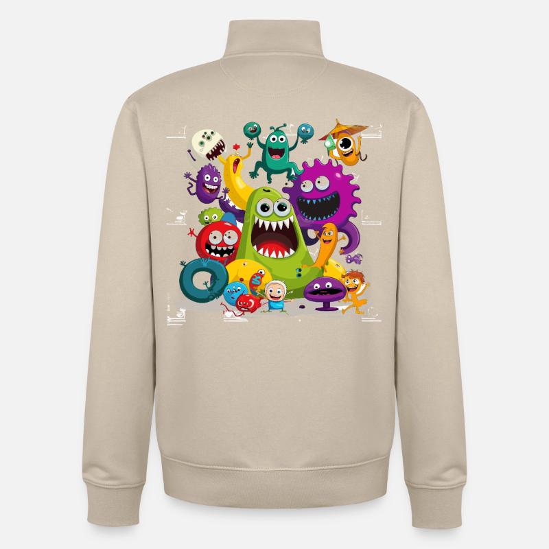 Bunte Monstertruppe Parade - Unisex Organic Zip Sweatshirt von Stanley/Stella - Cremebeige