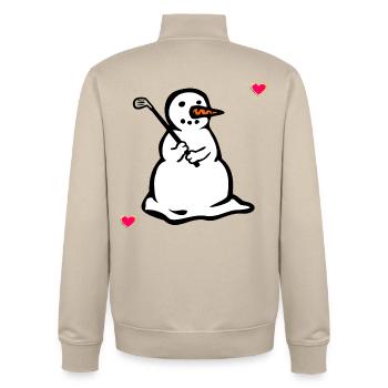 Winter Golfen Kinder Golfspieler Schneemann - Unisex Organic Zip Sweatshirt von Stanley/Stella - Cremebeige - Hinten - AI Model Male 185 dark (185cm)