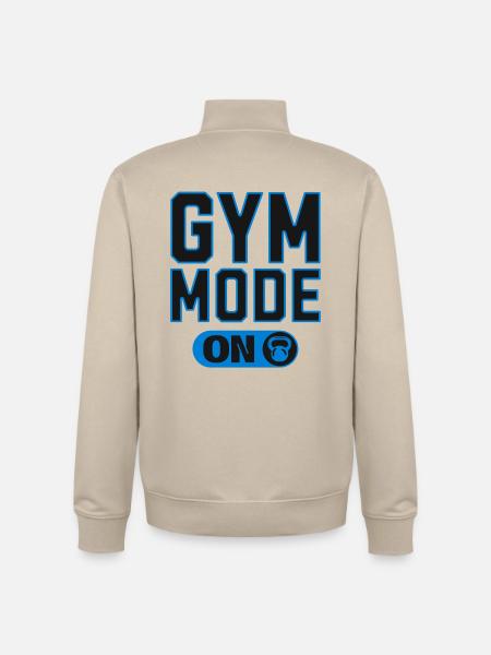 Gym Mode on – Fitness Strength Design - Unisex Organic Zip Sweatshirt by Stanley/Stella - desert dust
