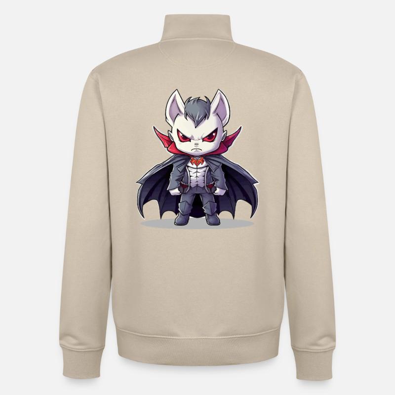 Chibi vampire in suit with cape - Unisex Organic Zip Sweatshirt by Stanley/Stella - desert dust