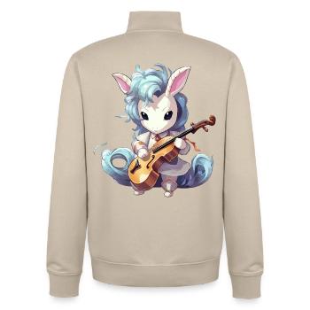 Violine spielendes Einhorn - Unisex Organic Zip Sweatshirt von Stanley/Stella - Cremebeige - Hinten - AI Model Male 185 dark (185cm)