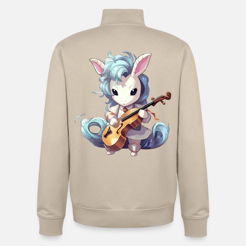Violine spielendes Einhorn - Unisex Organic Zip Sweatshirt von Stanley/Stella - Cremebeige