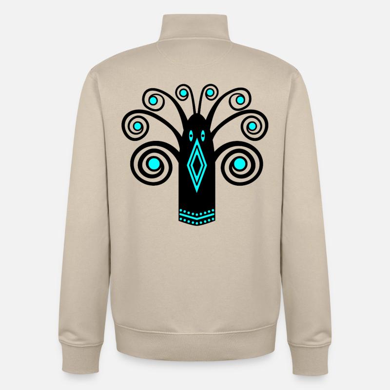 Graphique d’oiseaux - Sweat zippé unisexe en coton bio Stanley/Stella - beige crème