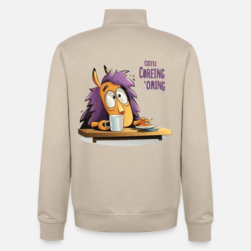 Hérisson au café le matin - Sweat zippé unisexe en coton bio Stanley/Stella - beige crème