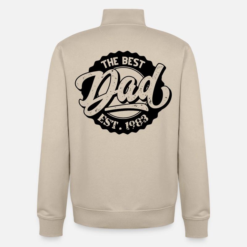 Le meilleur papa EST 1983 - Sweat zippé unisexe en coton bio Stanley/Stella - beige crème