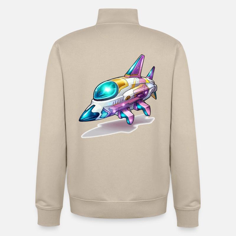 Comet Flight Spacefighter Neon - Sweat zippé unisexe en coton bio Stanley/Stella - beige crème
