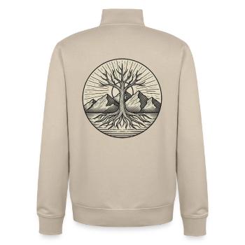 Arbre de vie - Sweat zippé unisexe en coton bio Stanley/Stella - beige crème - Dos - AI Model Male 185 dark (185cm)