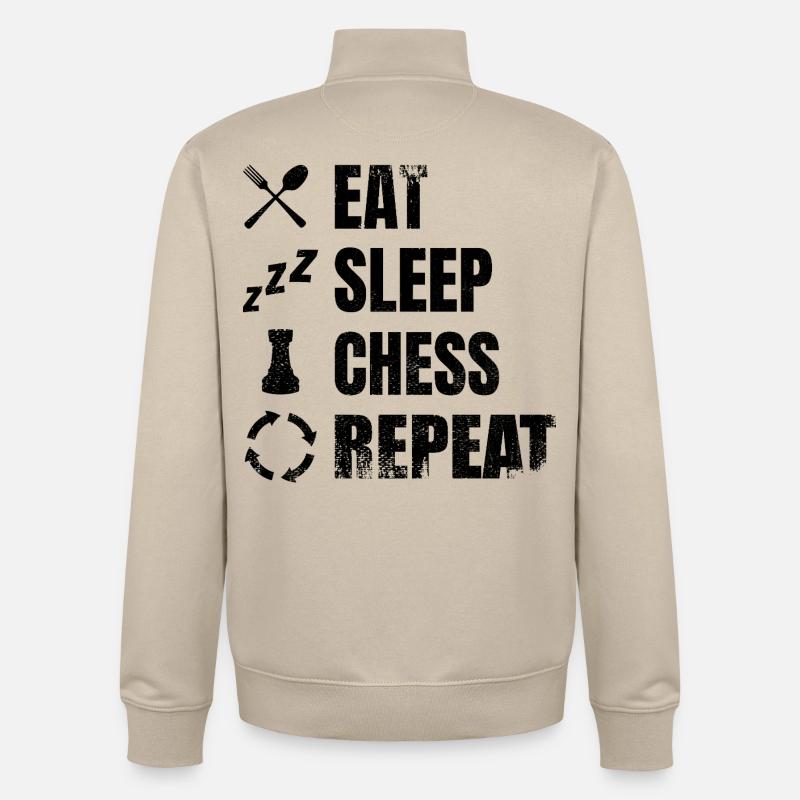 Manger, dormir, répéter les échecs - Sweat zippé unisexe en coton bio Stanley/Stella - beige crème