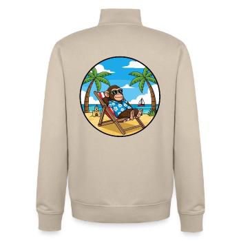 Coole Monkey Beach Vacation Summer Vibes - Unisex Organic Zip Sweatshirt von Stanley/Stella - Cremebeige - Hinten - AI Model Male 185 dark (185cm)