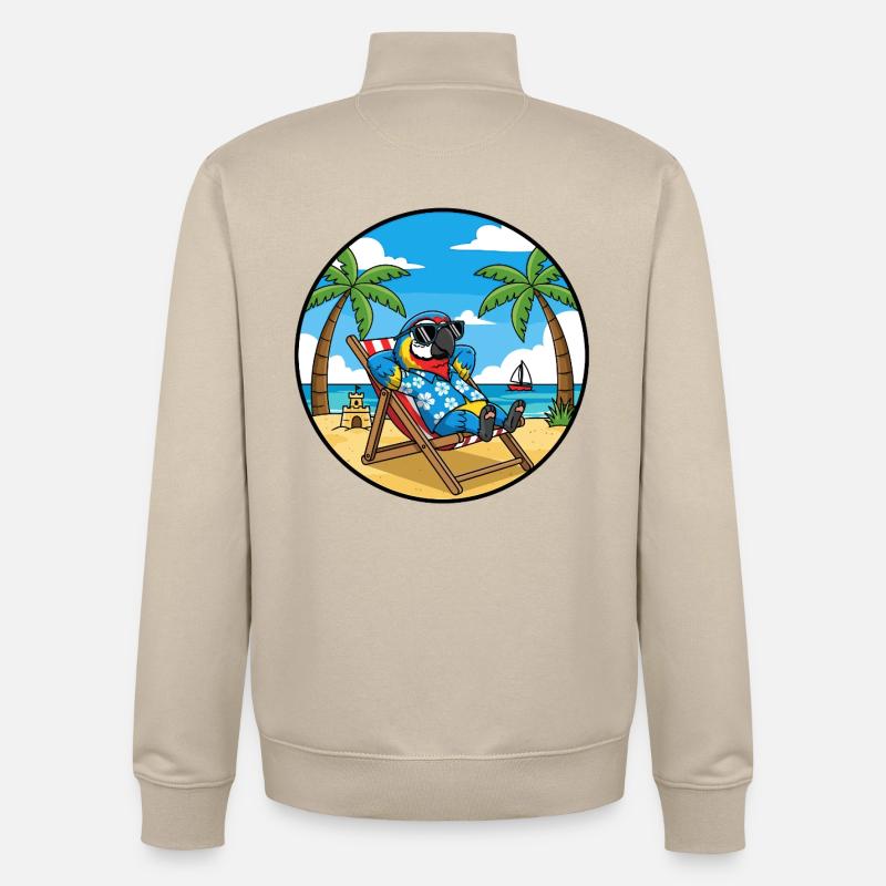 Cool Parrot Beach Vacation Summer Vibes - Unisex Organic Zip Sweatshirt by Stanley/Stella - desert dust