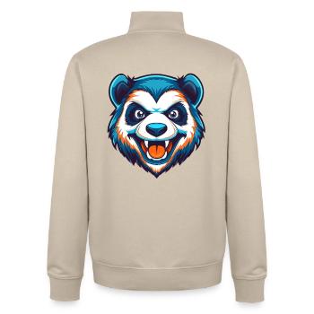 Logo de la mascotte Savage Panda Esports - Sweat zippé unisexe en coton bio Stanley/Stella - beige crème - Dos - AI Model Male 185 dark (185cm)