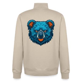 Fierce Koala Esports Mascot Logo - Unisex Organic Zip Sweatshirt by Stanley/Stella - desert dust - Back - AI Model Male 185 dark (185cm)