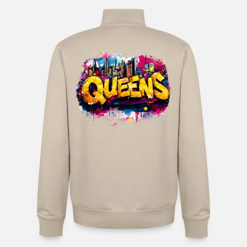 Queens Graffiti Skyline Farbexplosion - Unisex Organic Zip Sweatshirt von Stanley/Stella - Cremebeige