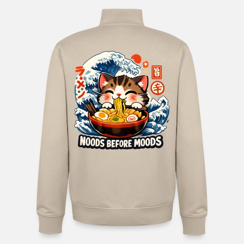 Ramen Neko Great Wave - Unisex Organic Zip Sweatshirt von Stanley/Stella - Cremebeige