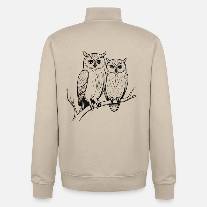 Eule Vogel Pärchen Tiere Natur - Unisex Organic Zip Sweatshirt von Stanley/Stella - Cremebeige