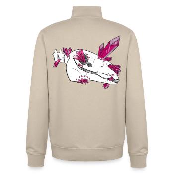 Kristallschädel - Pferd (von Leni Riosa) - Unisex Organic Zip Sweatshirt von Stanley/Stella - Cremebeige - Hinten - AI Model Male 185 dark (185cm)
