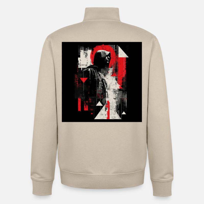 Néon géométrique Echo à capuchon - Sweat zippé unisexe en coton bio Stanley/Stella - beige crème