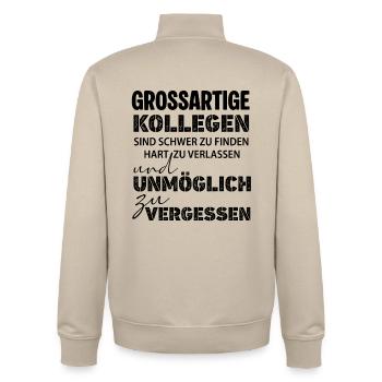 Bons collègues, difficile à trouver un emploi, adieu - Sweat zippé unisexe en coton bio Stanley/Stella - beige crème - Dos - AI Model Male 185 dark (185cm)