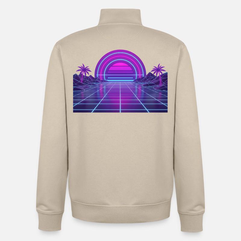Neon Retro Sunset Grid 90s - Unisex Organic Zip Sweatshirt by Stanley/Stella - desert dust