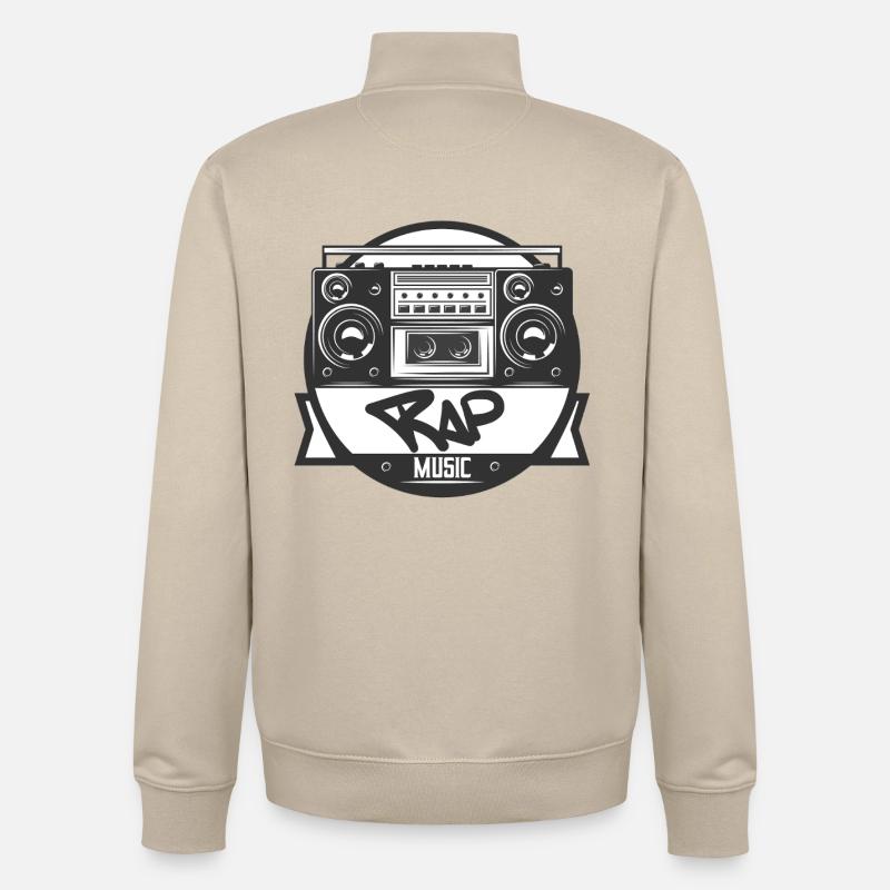 Musikbox Rap Logo Ghettoblaster - Unisex Organic Zip Sweatshirt von Stanley/Stella - Cremebeige