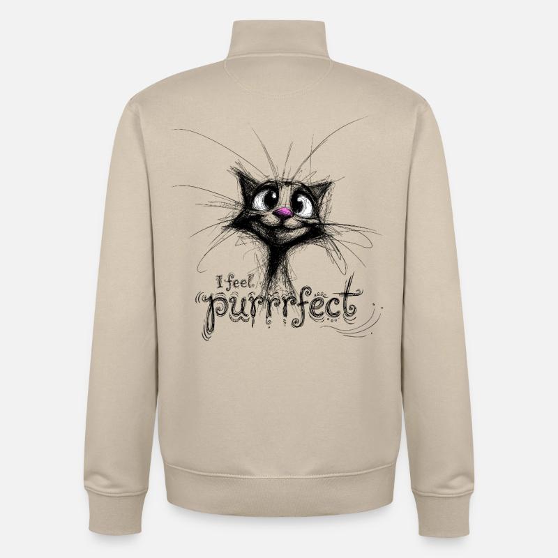 chat mignon – je me sens purrfec - Sweat zippé unisexe en coton bio Stanley/Stella - beige crème