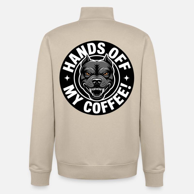 Lustiges Kaffee-Shirt mit wütendem Hund - Unisex Organic Zip Sweatshirt von Stanley/Stella - Cremebeige