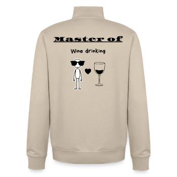 Master of Wine drinking - Unisex Organic Zip Sweatshirt by Stanley/Stella - desert dust - Back - AI Model Male 185 dark (185cm)