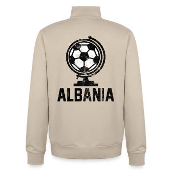 Albania Football - Unisex Organic Zip Sweatshirt by Stanley/Stella - desert dust - Back - AI Model Male 185 dark (185cm)