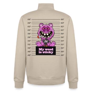My weed is sticky - Unisex Organic Zip Sweatshirt von Stanley/Stella - Cremebeige - Hinten - AI Model Male 185 dark (185cm)