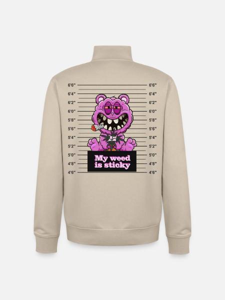My weed is sticky - Unisex Organic Zip Sweatshirt by Stanley/Stella - desert dust