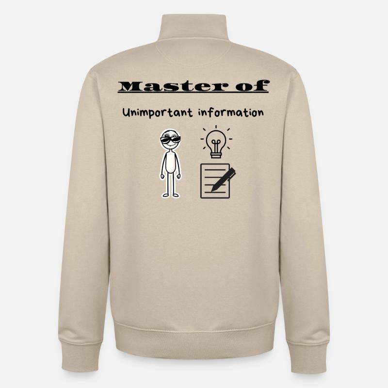 Maître de l’information sans importance - Sweat zippé unisexe en coton bio Stanley/Stella - beige crème
