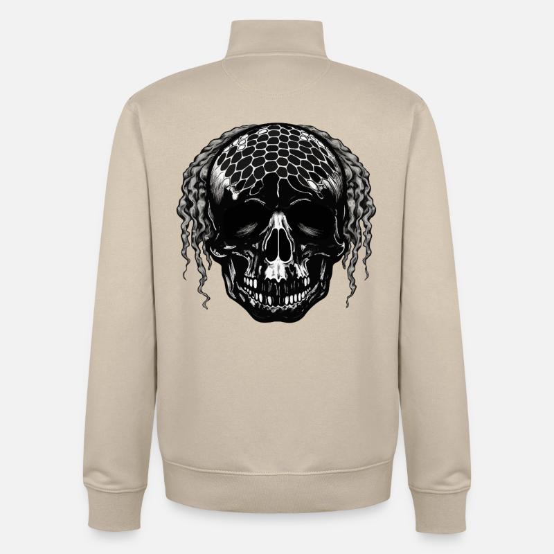 Schädel mit Netzmuster Dreadlocks - Unisex Organic Zip Sweatshirt von Stanley/Stella - Cremebeige