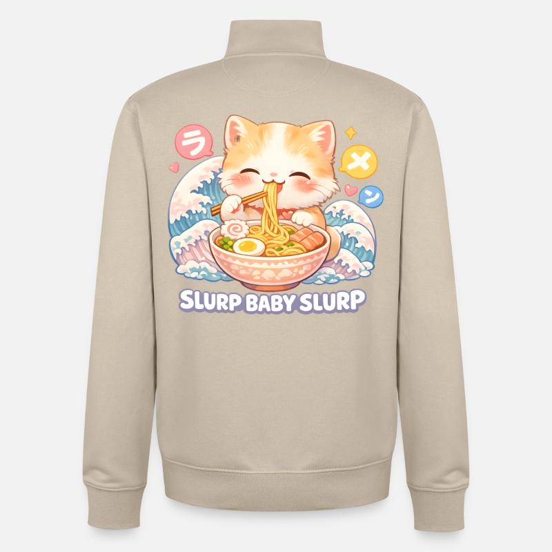 Ramen pour chat - Sweat zippé unisexe en coton bio Stanley/Stella - beige crème