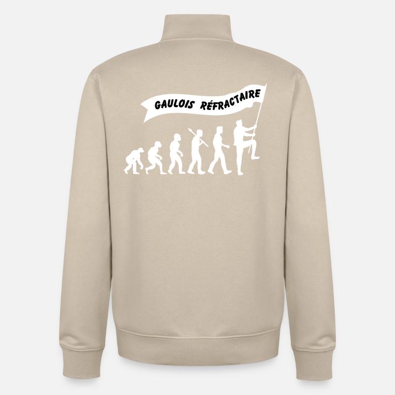 Evolution du gaulois réfractaire - Sweat zippé unisexe en coton bio Stanley/Stella - beige crème