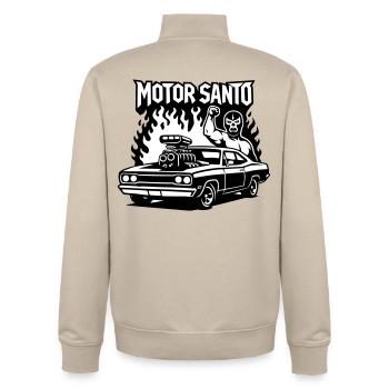Motor Santo Fire Hotrod - Unisex Organic Zip Sweatshirt by Stanley/Stella - desert dust - Back - AI Model Male 185 dark (185cm)