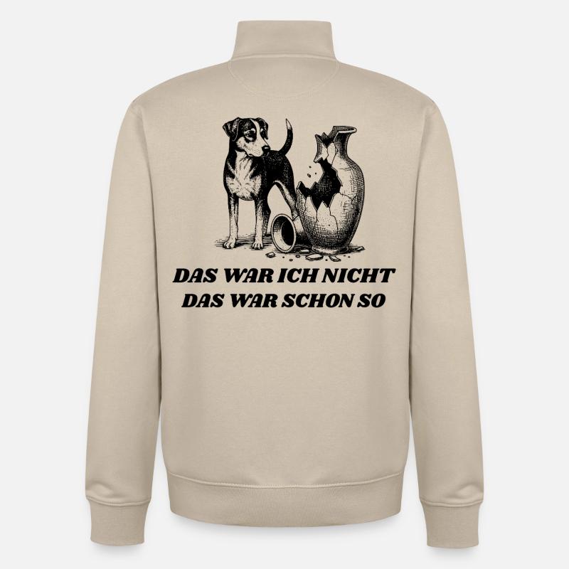 Design de chien drôle – « Ce n’était pas moi » - Sweat zippé unisexe en coton bio Stanley/Stella - beige crème