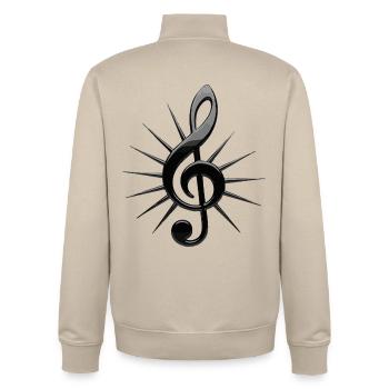 Schwarze Noten mit Strahlen - Unisex Organic Zip Sweatshirt von Stanley/Stella - Cremebeige - Hinten - AI Model Male 185 dark (185cm)