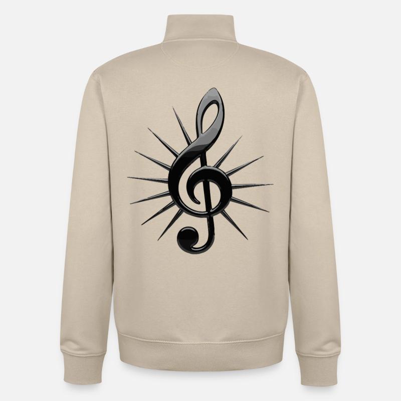Notes noires avec des rayons - Sweat zippé unisexe en coton bio Stanley/Stella - beige crème
