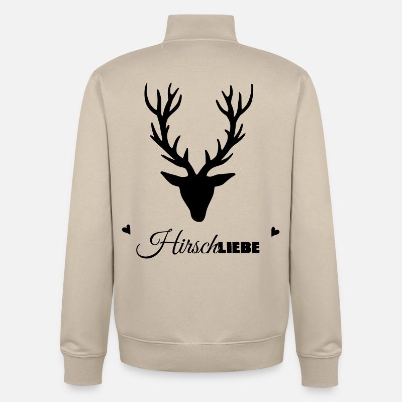 HirschLIEBE par les biens célestes - Sweat zippé unisexe en coton bio Stanley/Stella - beige crème