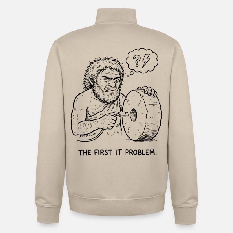 The First IT Problem - Unisex Organic Zip Sweatshirt von Stanley/Stella - Cremebeige
