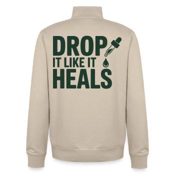 Homöopathie Lass es ab, als würde es professionell heilen. - Unisex Organic Zip Sweatshirt von Stanley/Stella - Cremebeige - Hinten - AI Model Male 185 dark (185cm)