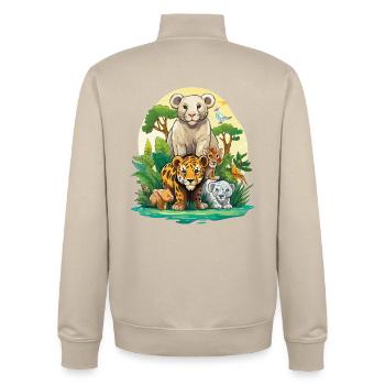 Jungle Animal Friends Ensemble - Unisex Organic Zip Sweatshirt by Stanley/Stella - desert dust - Back - AI Model Male 185 dark (185cm)