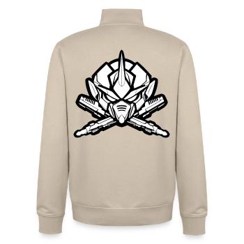One Bulky Mech - Tête de logo v2 - Sweat zippé unisexe en coton bio Stanley/Stella - beige crème - Dos - AI Model Male 185 dark (185cm)