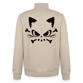 Cats Skull | Minimal Skull & Bones motif - Unisex Organic Zip Sweatshirt by Stanley/Stella - desert dust - Back - AI Model Male 185 dark (185cm)