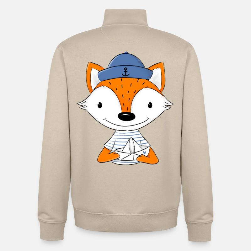 Renard marin avec bateau en papier - Sweat zippé unisexe en coton bio Stanley/Stella - beige crème