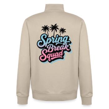 Spring Break Squad Palm Trees Tropical Holiday Party - Unisex Organic Zip Sweatshirt by Stanley/Stella - desert dust - Back - AI Model Male 185 dark (185cm)