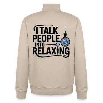 Hypnotiseur : je convaincs les gens de se détendre professionnellement - Sweat zippé unisexe en coton bio Stanley/Stella - beige crème - Dos - AI Model Male 185 dark (185cm)