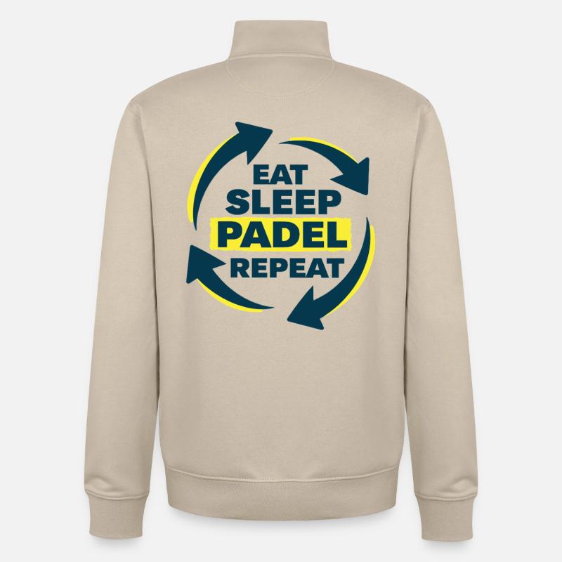 Déclaration d’athlète récurrent Eat Sleep Padel - Sweat zippé unisexe en coton bio Stanley/Stella - beige crème